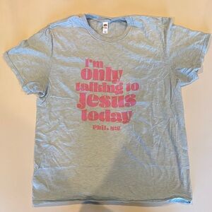 Light Blue T-Shirt with Pink Graphic